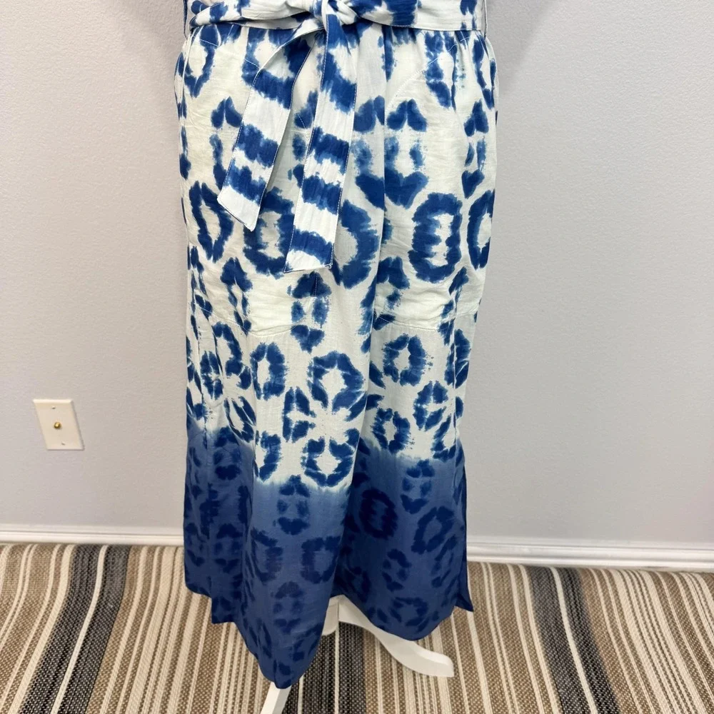 Anthropologie Othilia Abtract Maxi Dress Women's Small Blue Belted Bohemian - Picture 3 of 16